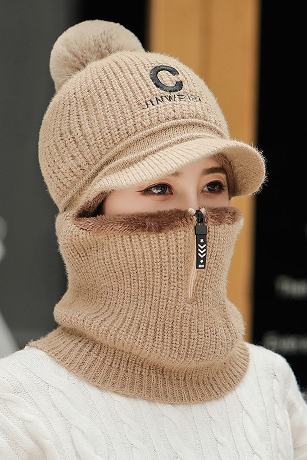 Women Tremendous Letter Embroidery Cozy Ear Protection Knitted Hat
