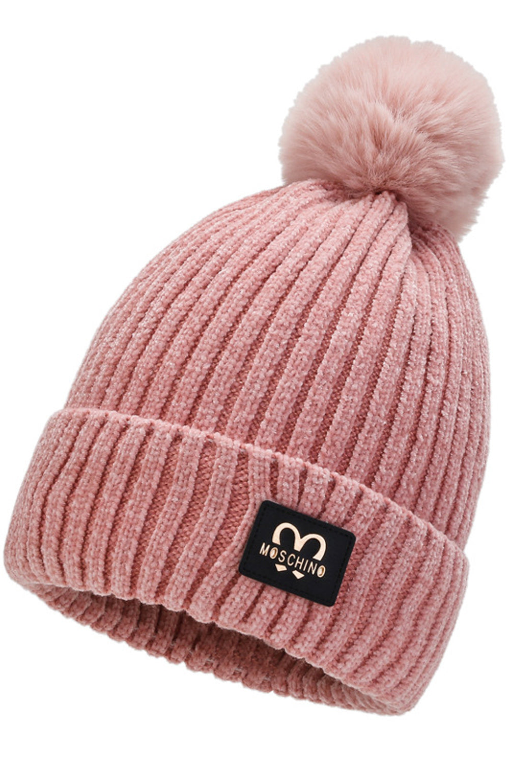 Women Amazing Solid Pattern Hair Ball Attached Cozy Knitted Hat