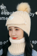 Women Soft & Pretty Hair Ball Attached Elegant Knitted Hat