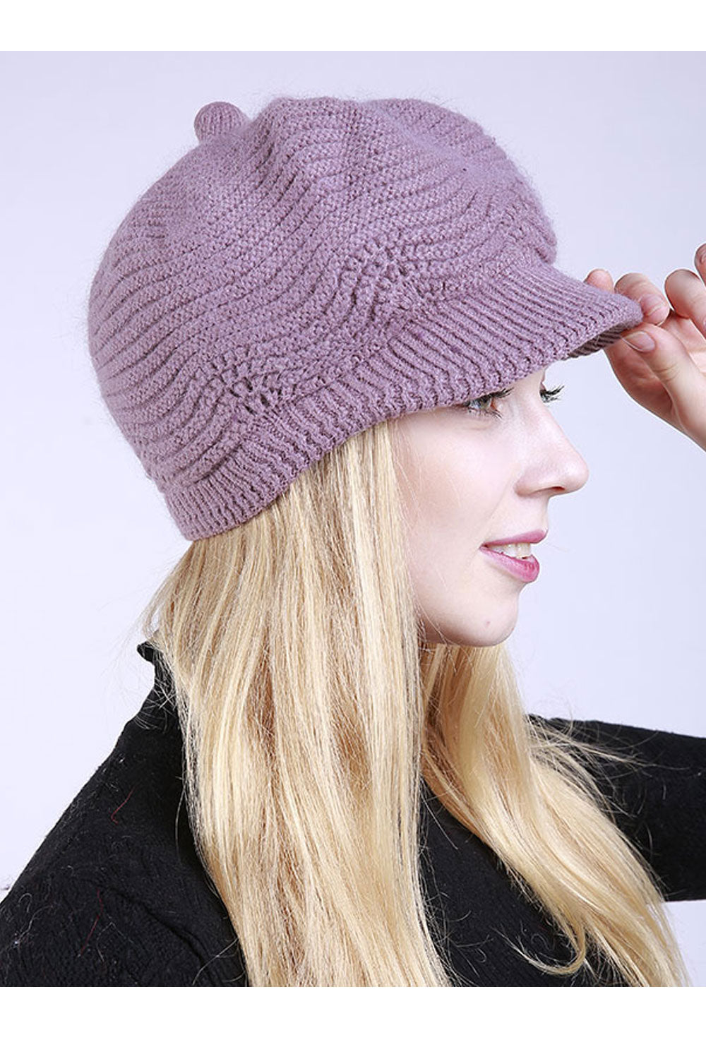Women Dome Styled Winter Solid Pattern Trendy Knitted Hat