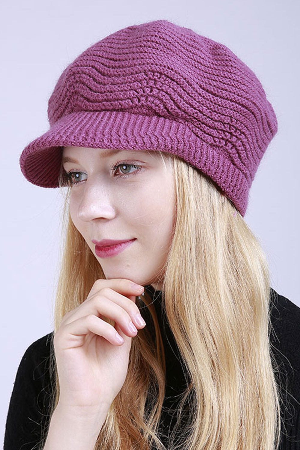 Women Dome Styled Winter Solid Pattern Trendy Knitted Hat