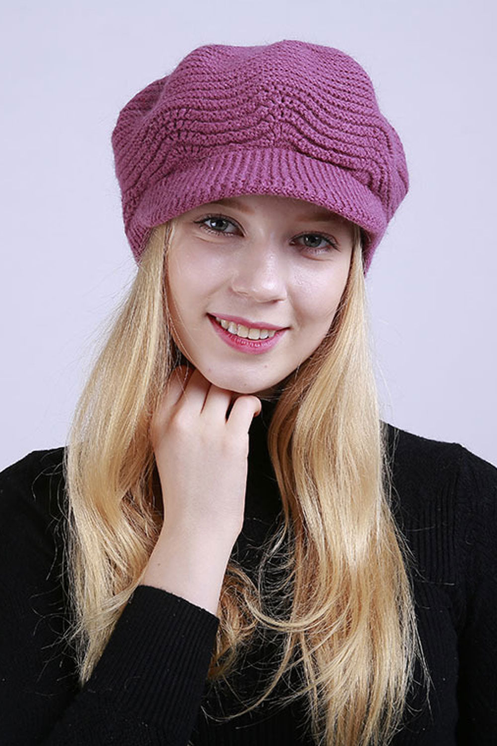 Women Dome Styled Winter Solid Pattern Trendy Knitted Hat