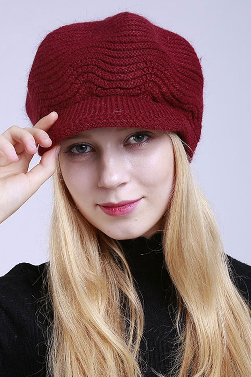 Women Dome Styled Winter Solid Pattern Trendy Knitted Hat