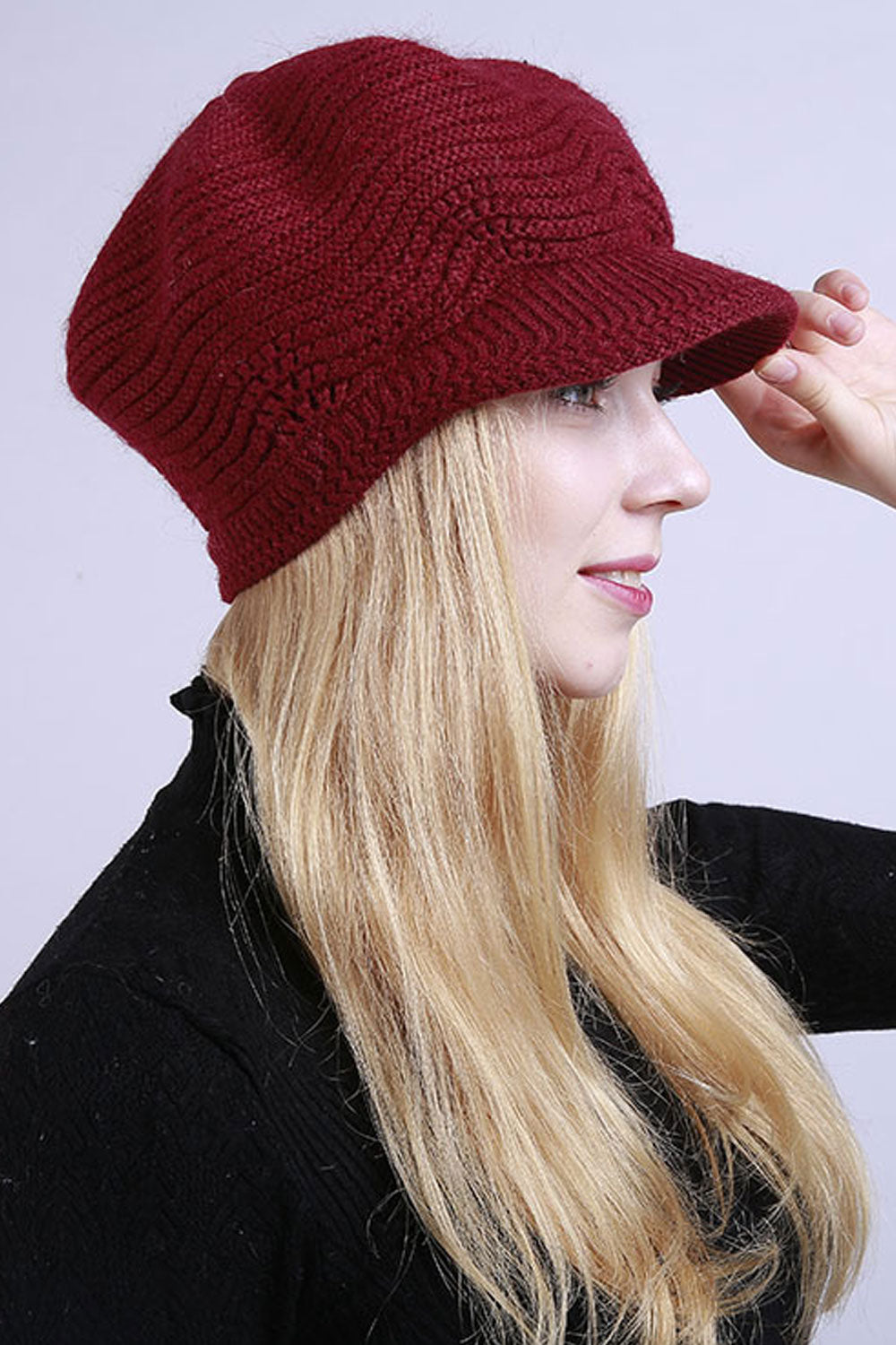 Women Dome Styled Winter Solid Pattern Trendy Knitted Hat