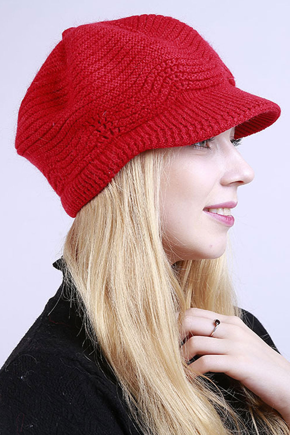 Women Dome Styled Winter Solid Pattern Trendy Knitted Hat