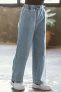 Kids Girls Relaxing Loose Lovely Side Pocket Casual & Outing Superb Jeans