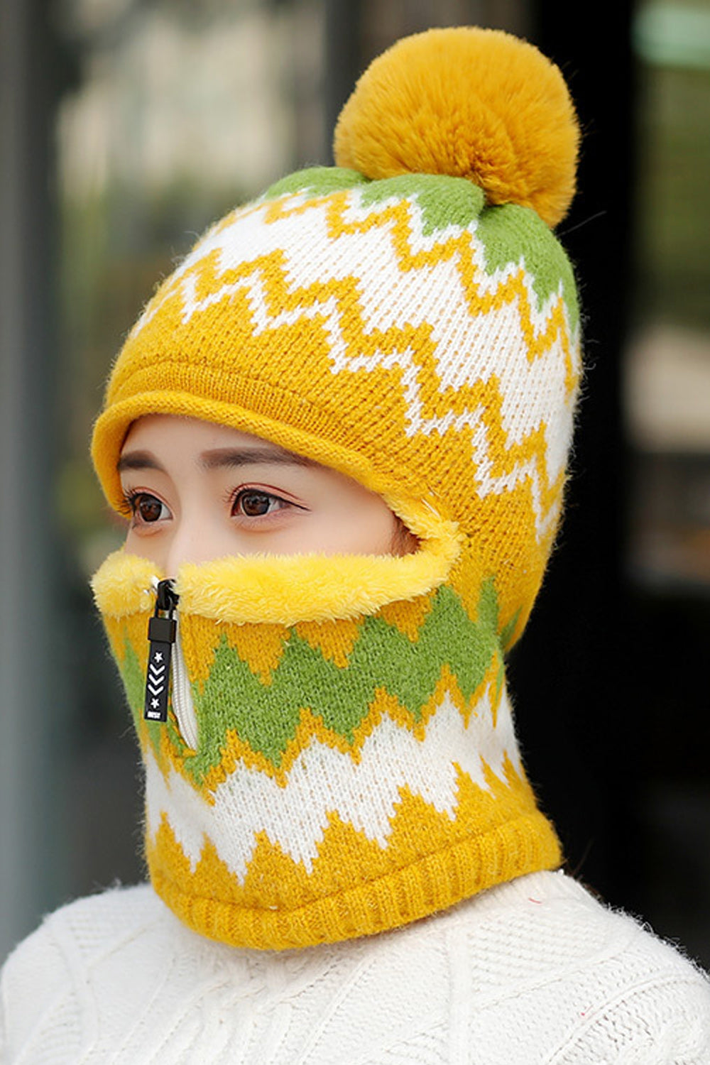 Women Printed Pattern Thick Winter Elegant Knitted Hat