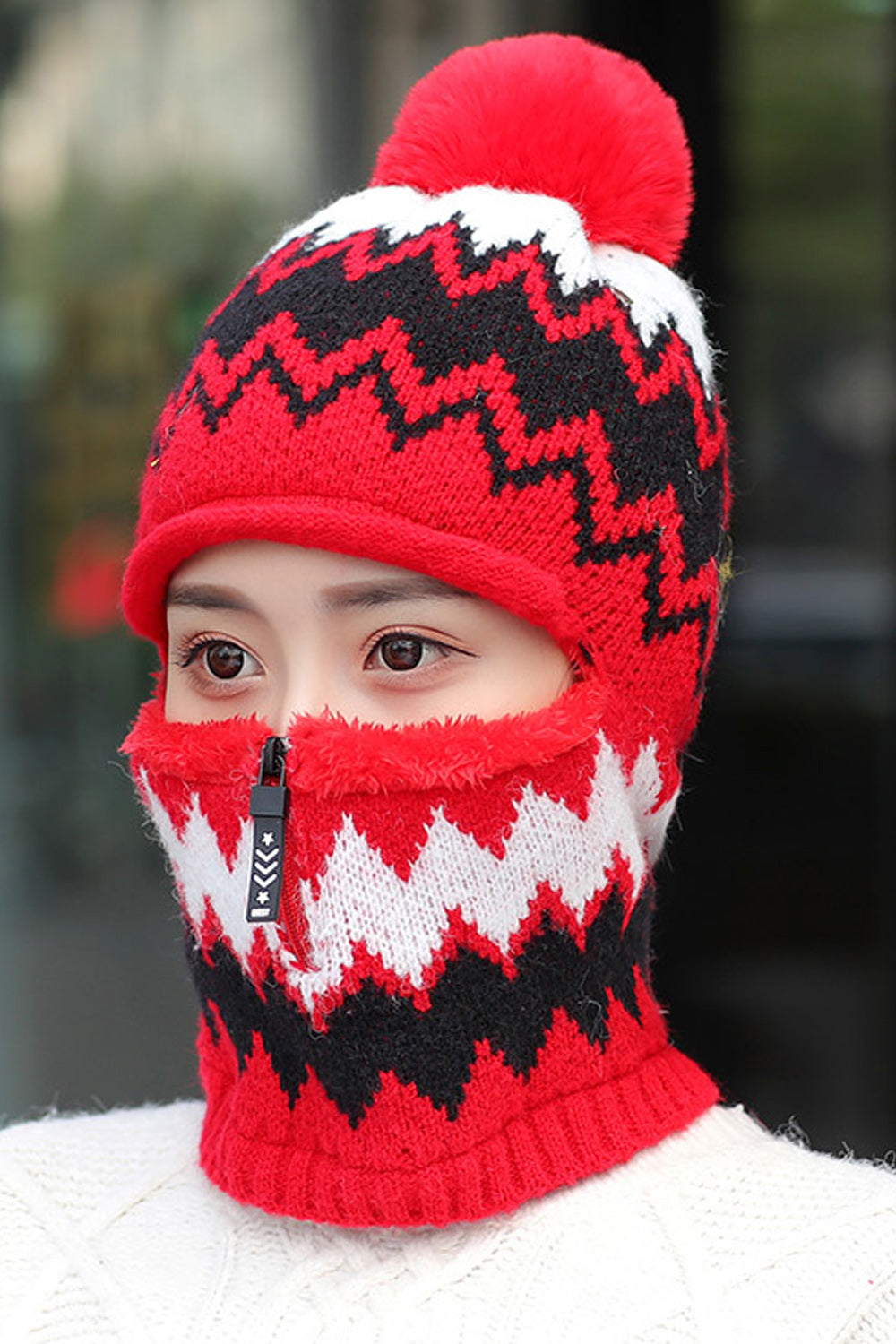 Women Printed Pattern Thick Winter Elegant Knitted Hat