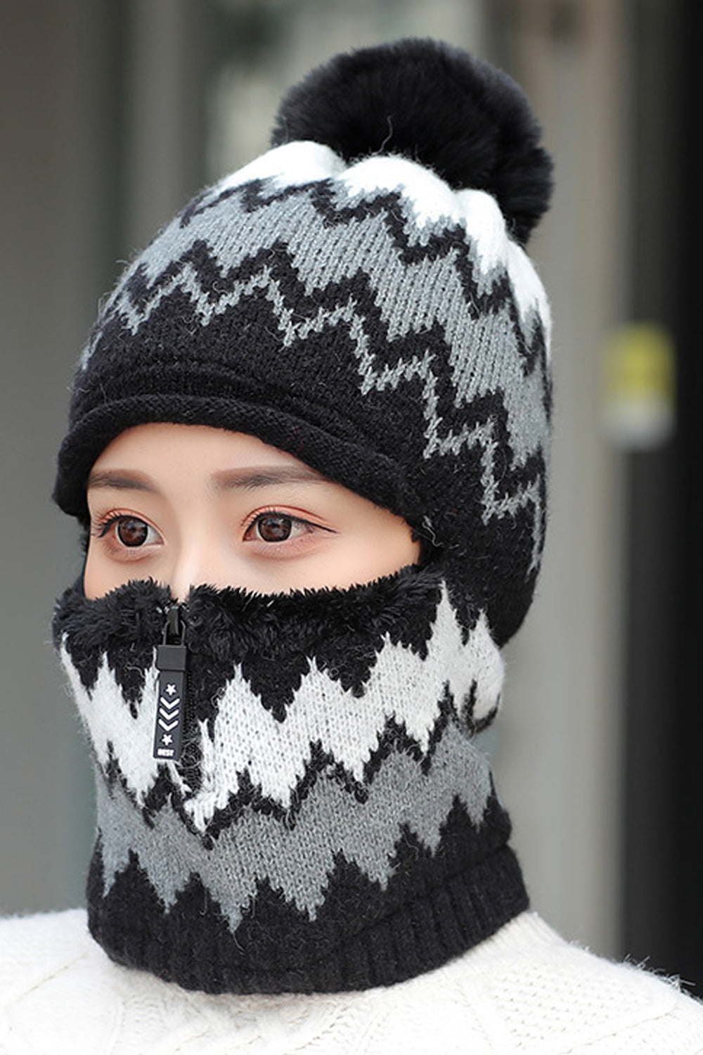 Women Printed Pattern Thick Winter Elegant Knitted Hat