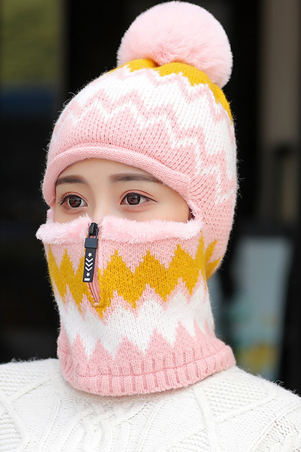Women Printed Pattern Thick Winter Elegant Knitted Hat