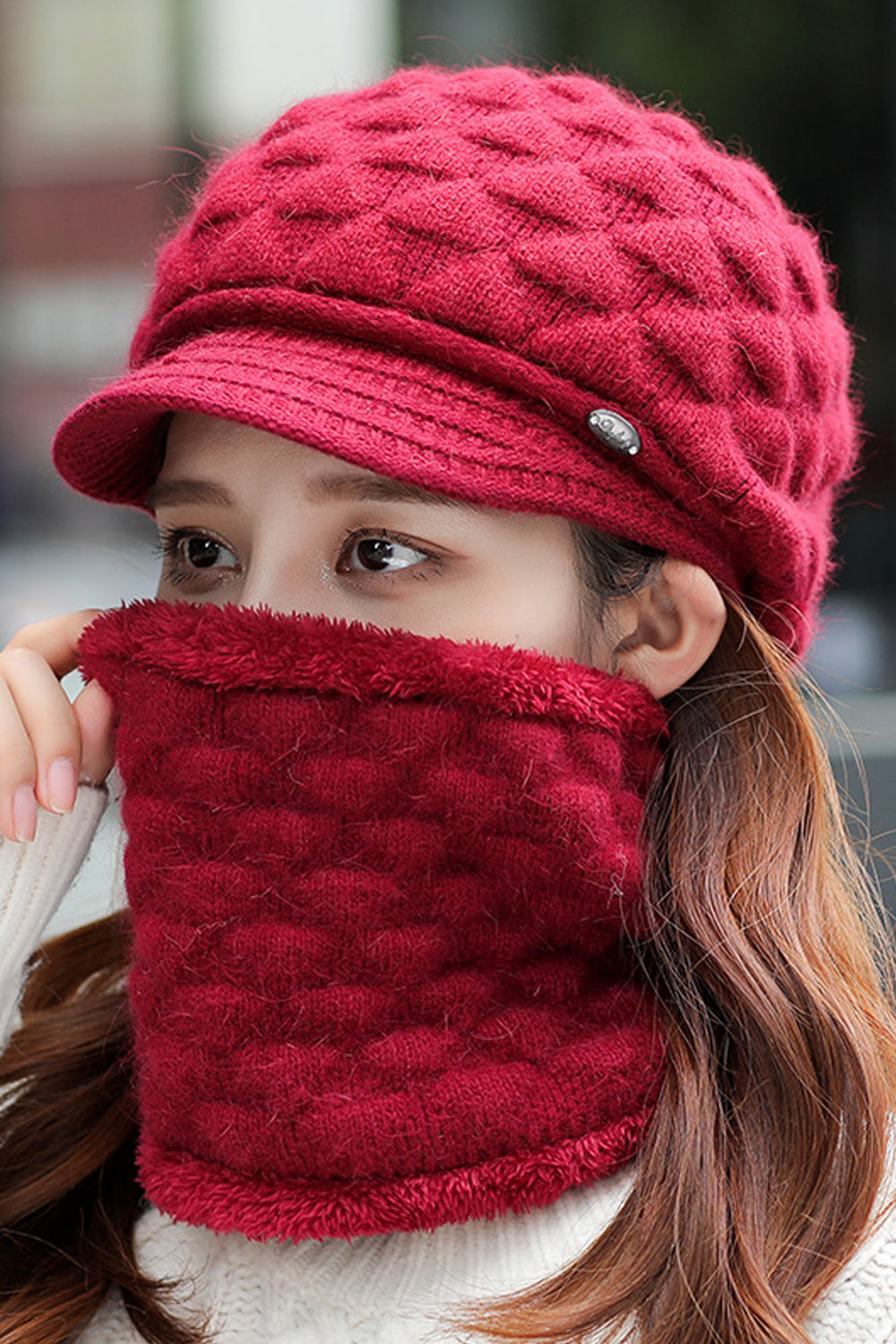 Women Cozy Solid Colored Breathable Winter Knitted Hat