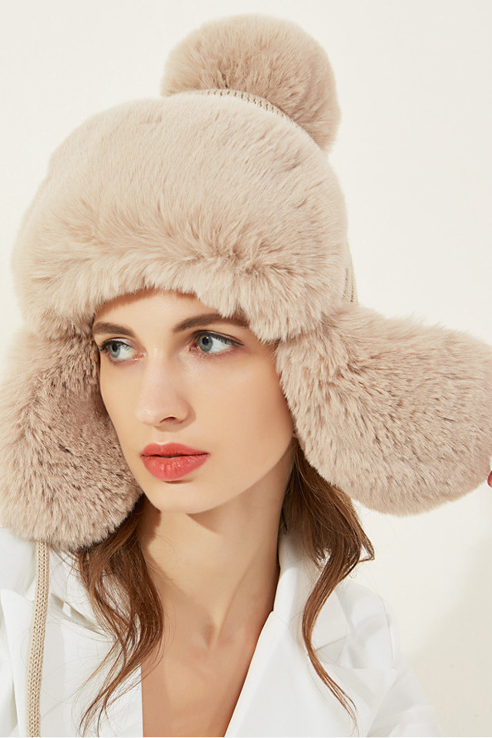 Women Earmuffs Winter Season Solid Colored Thick Knitted Hat