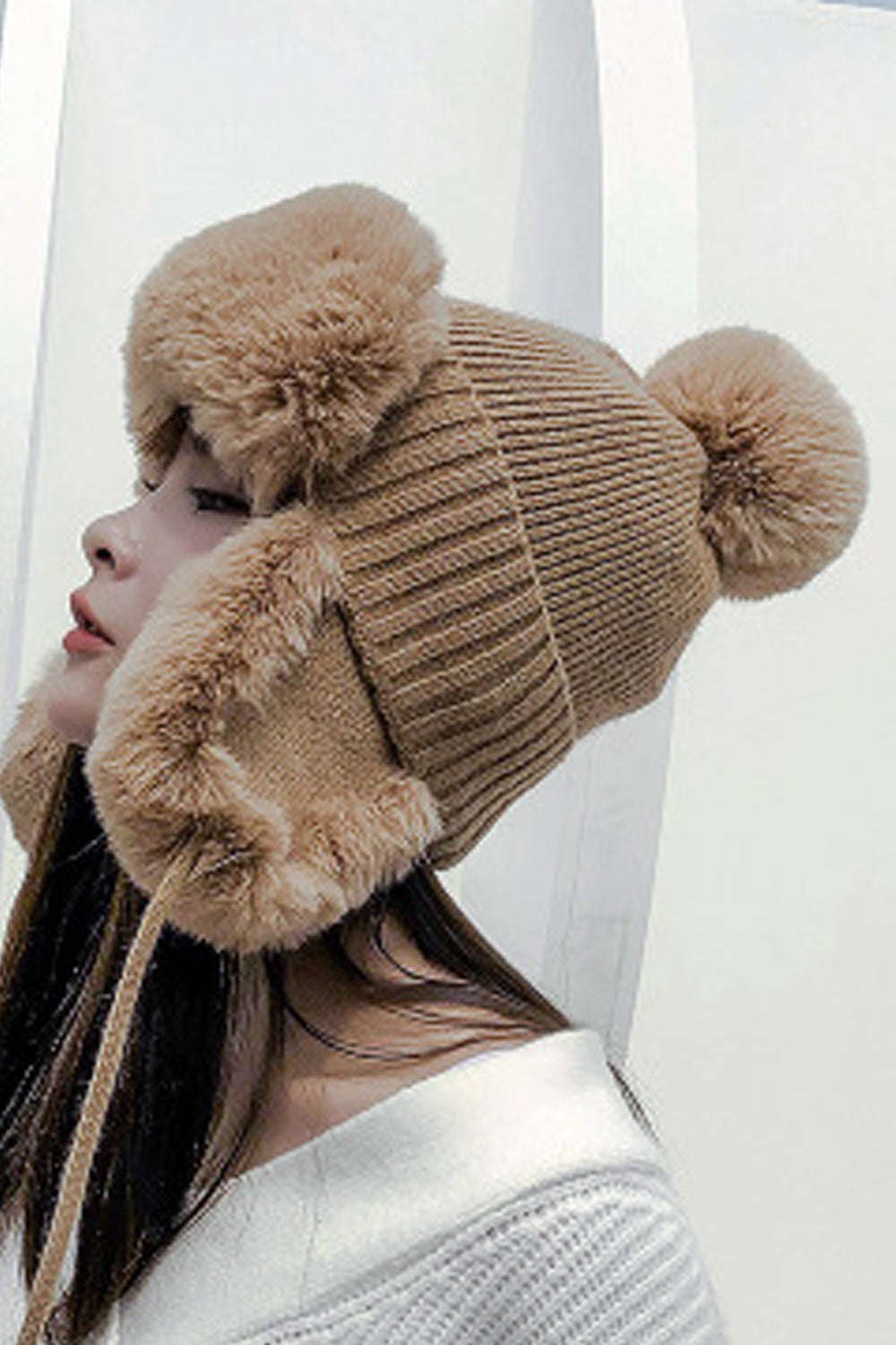 Women Earmuffs Winter Season Solid Colored Thick Knitted Hat