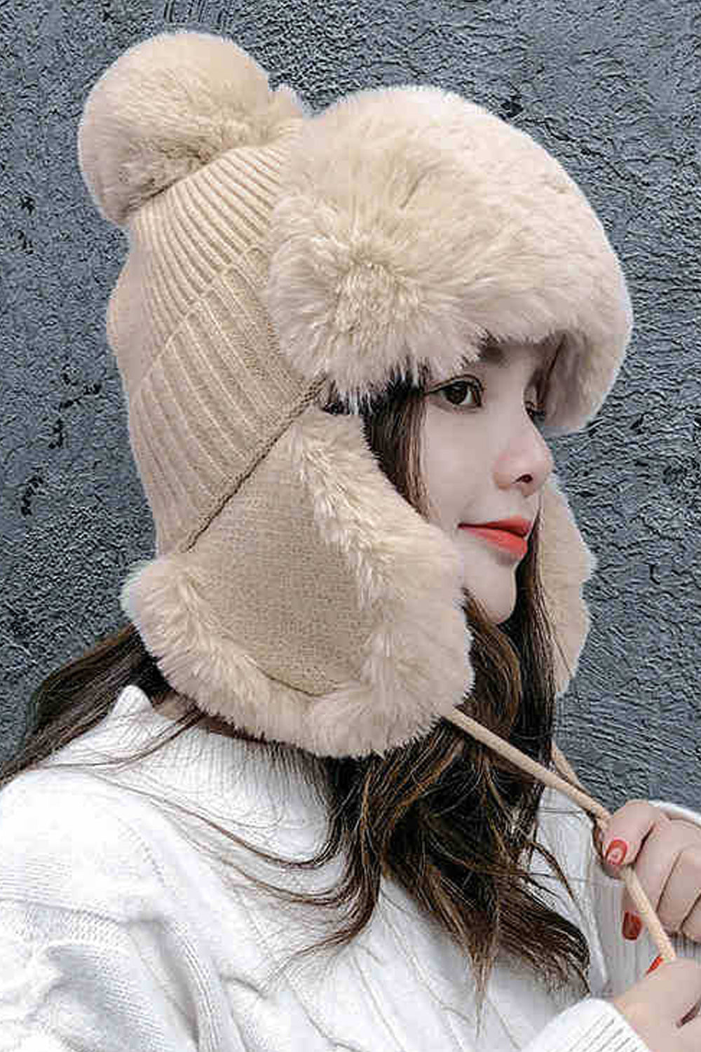 Women Earmuffs Winter Season Solid Colored Thick Knitted Hat