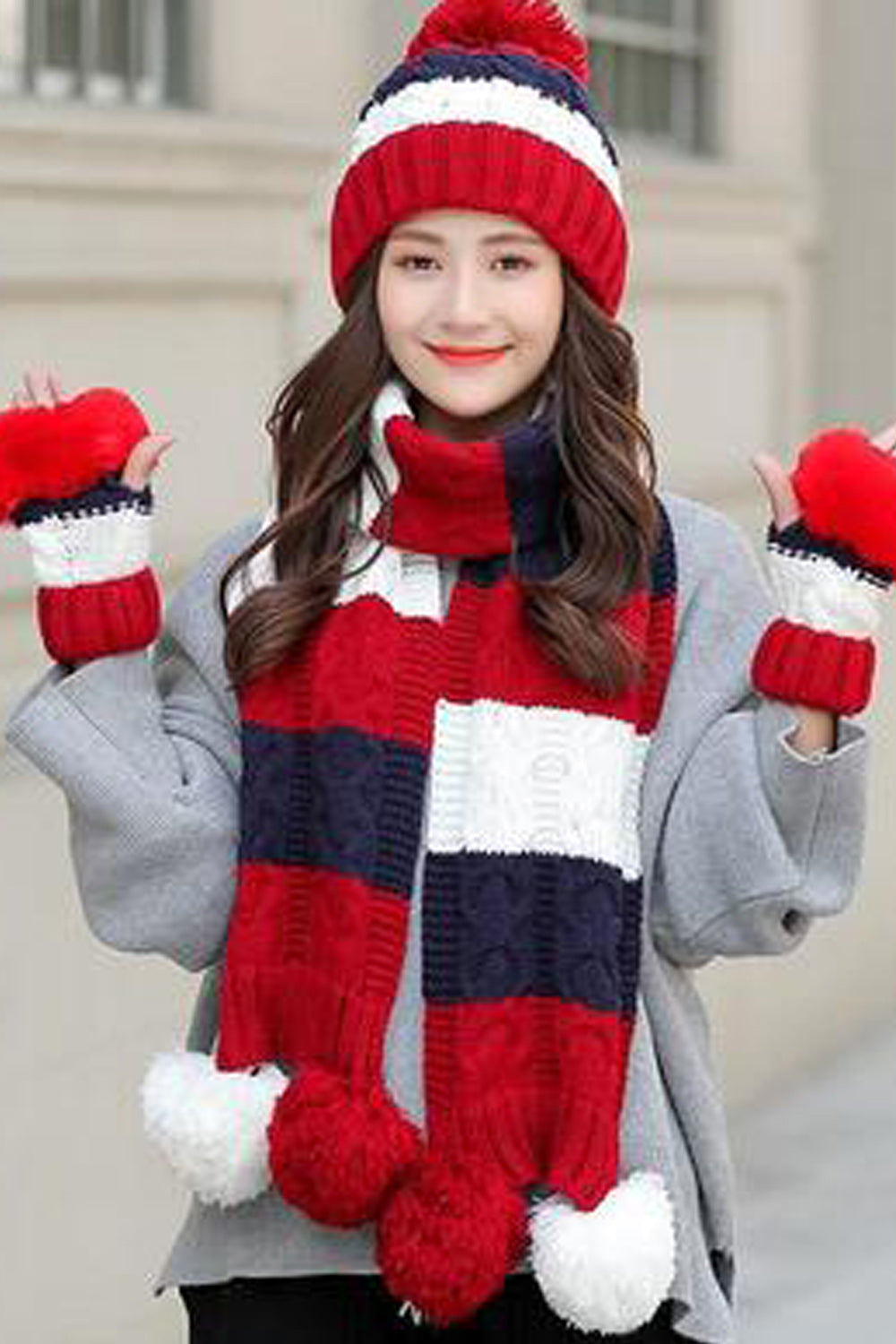 Women Lovely Winter Season Soft Hair Ball Decorated Cozy Knitted Hat