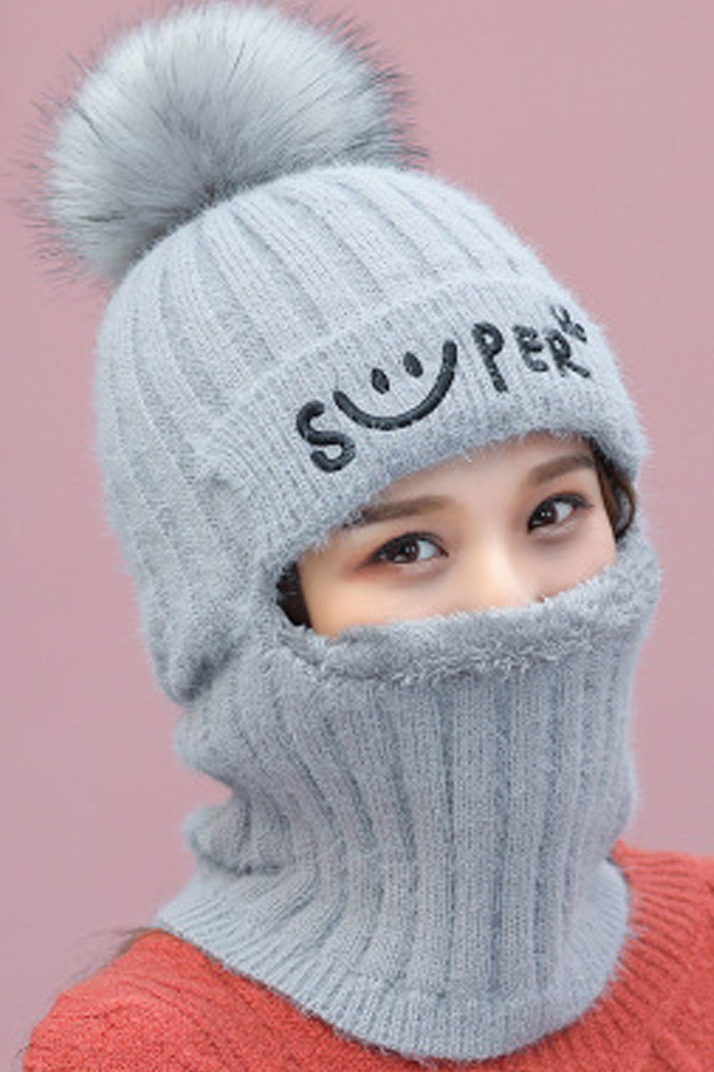 Women Outdoor Cycling Hairball Decoration Thick Knitted Hair