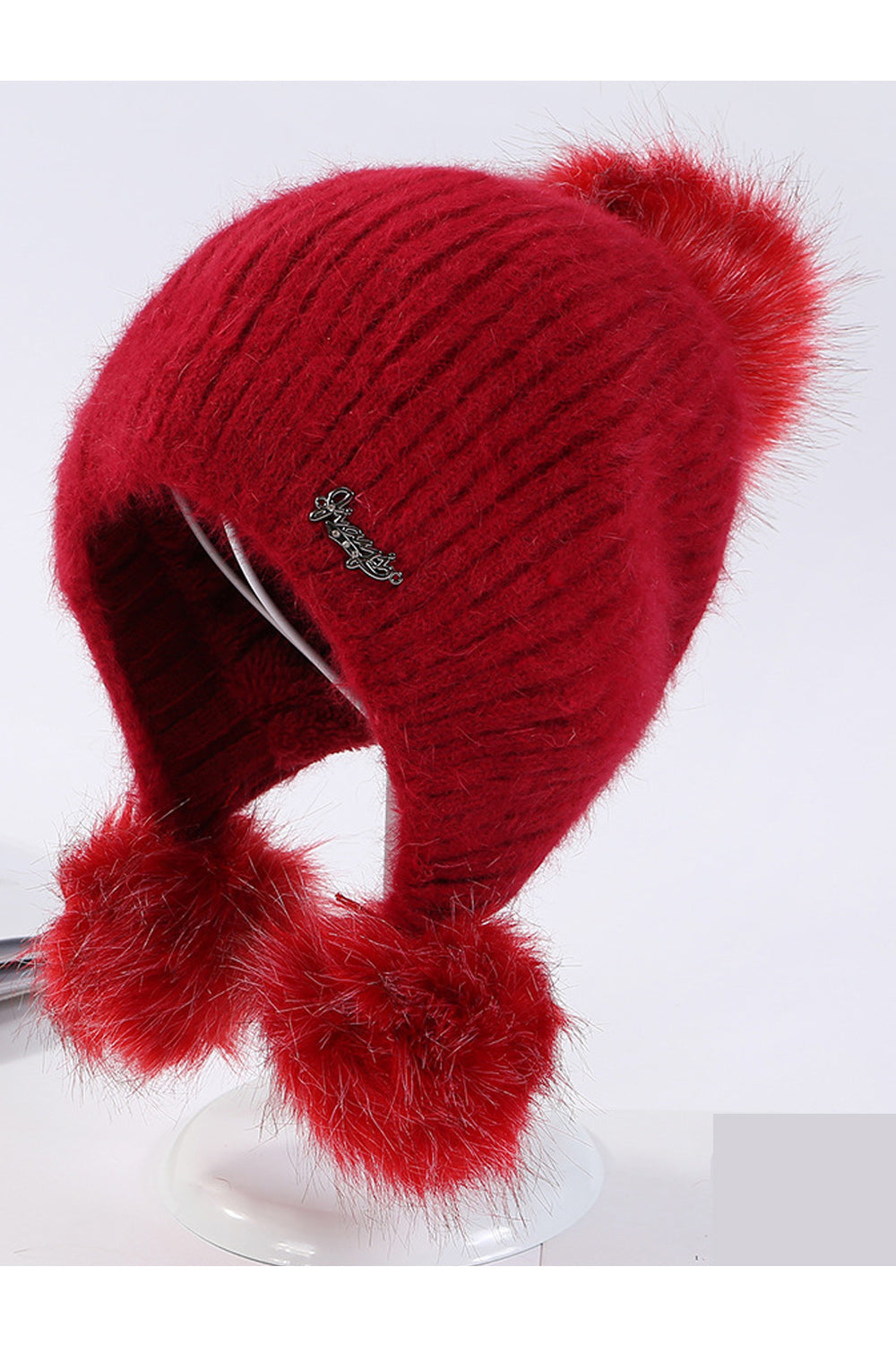 Women Hairball Decorated Earmuffs Casual Knitted Hat