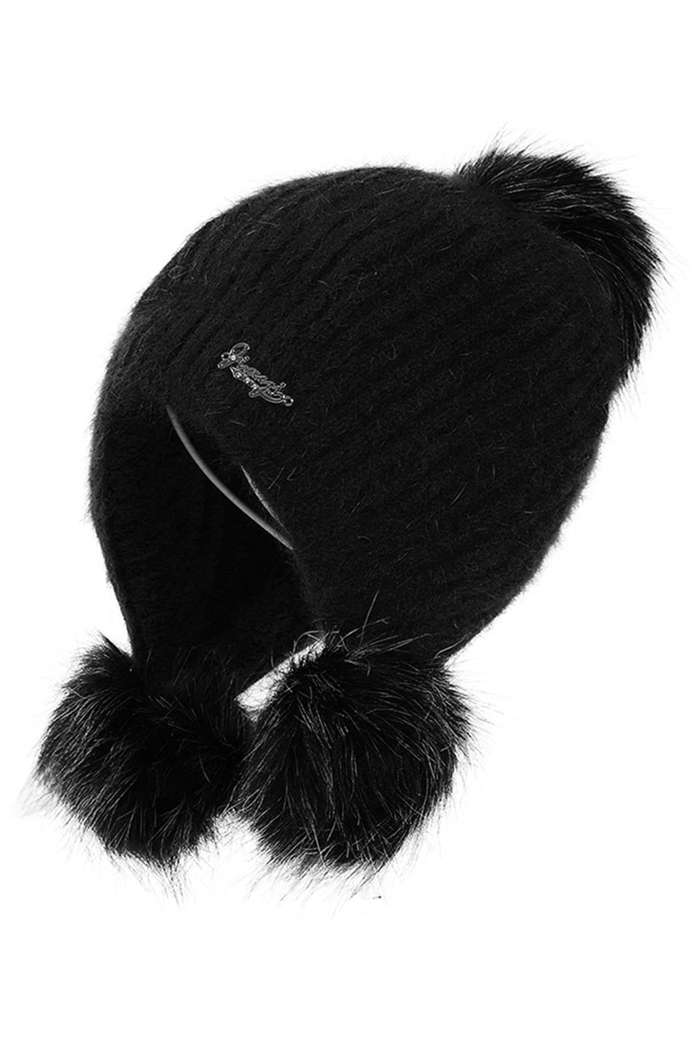 Women Hairball Decorated Earmuffs Casual Knitted Hat