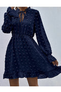 Women Trumpet Long Sleeve Solid Pattern Above Knee Dress
