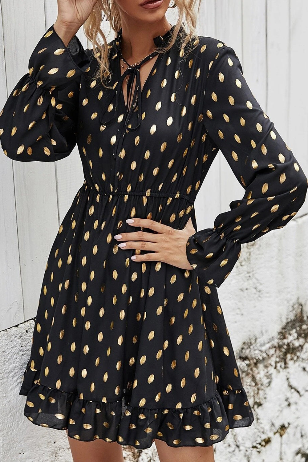 Women Long Sleeve Printed Slim Waist Casual Shirt