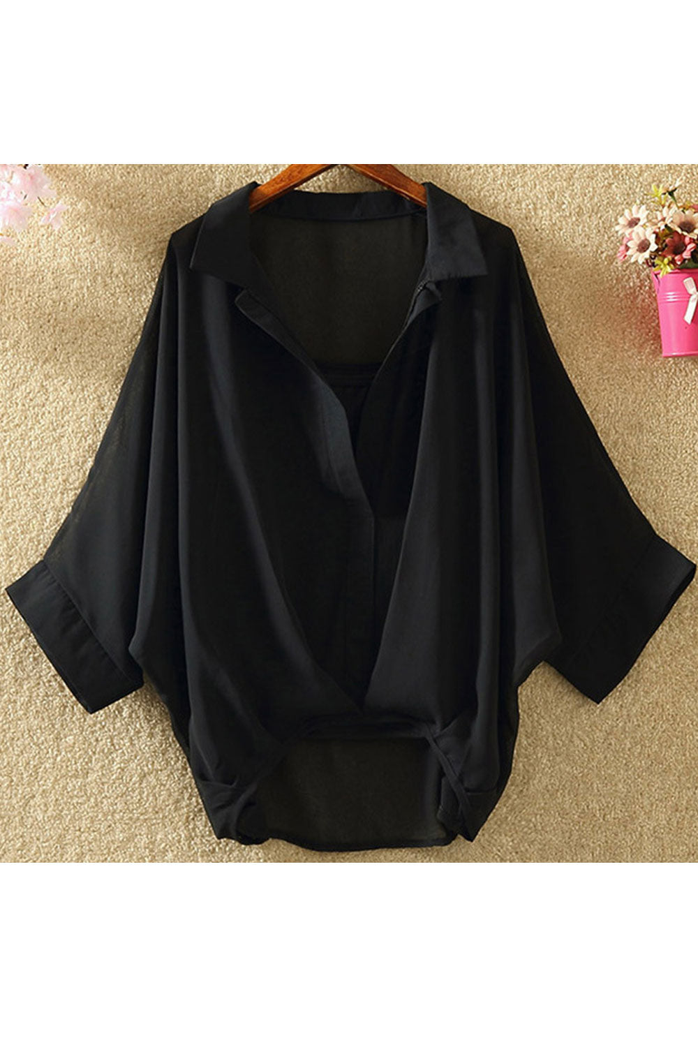 Women Super Stylish Collar Neck Solid Colored Shirt
