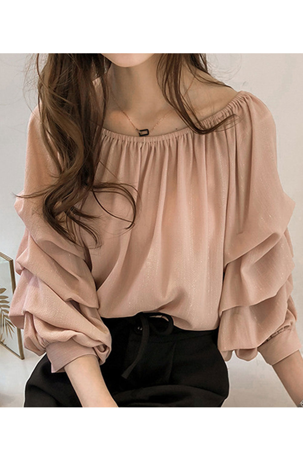 Women Fabulous Long Sleeve Chiffon Loose Style Solid Colored Shirt