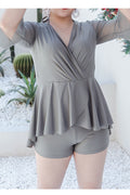 Women Slim Fit Solid Pattern Half Sleeve V-Neck Stretchable Beach Dress