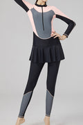Women Long Sleeve Slim Fit Skirt Style Zipper Closure One Piece ZBSWimwear