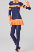 Women Stretchable Long Sleeve Zipper Closure Soft One Piece ZBSWimwear