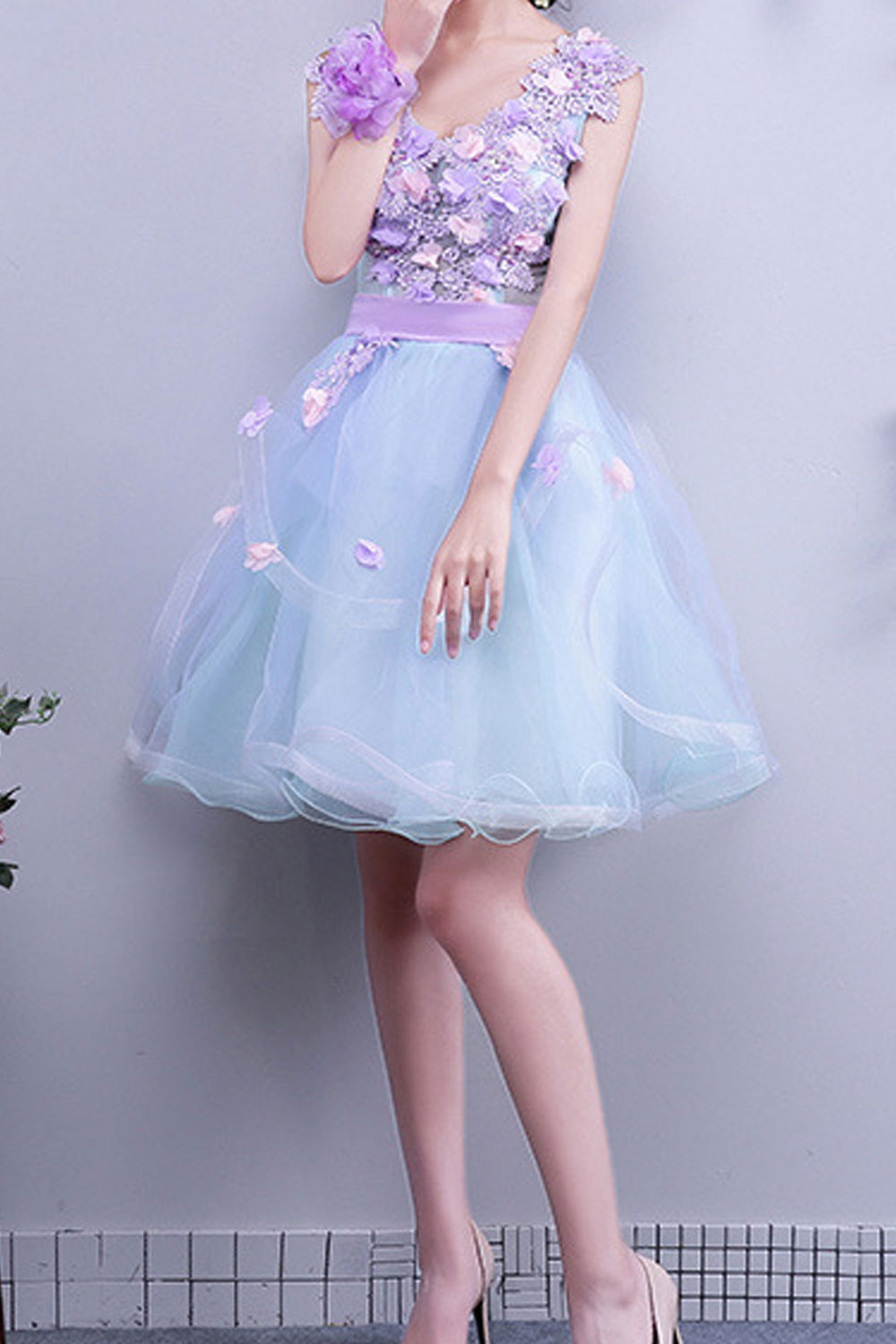 Women Contrast Skirt Flared Round Neck Autumn Dress