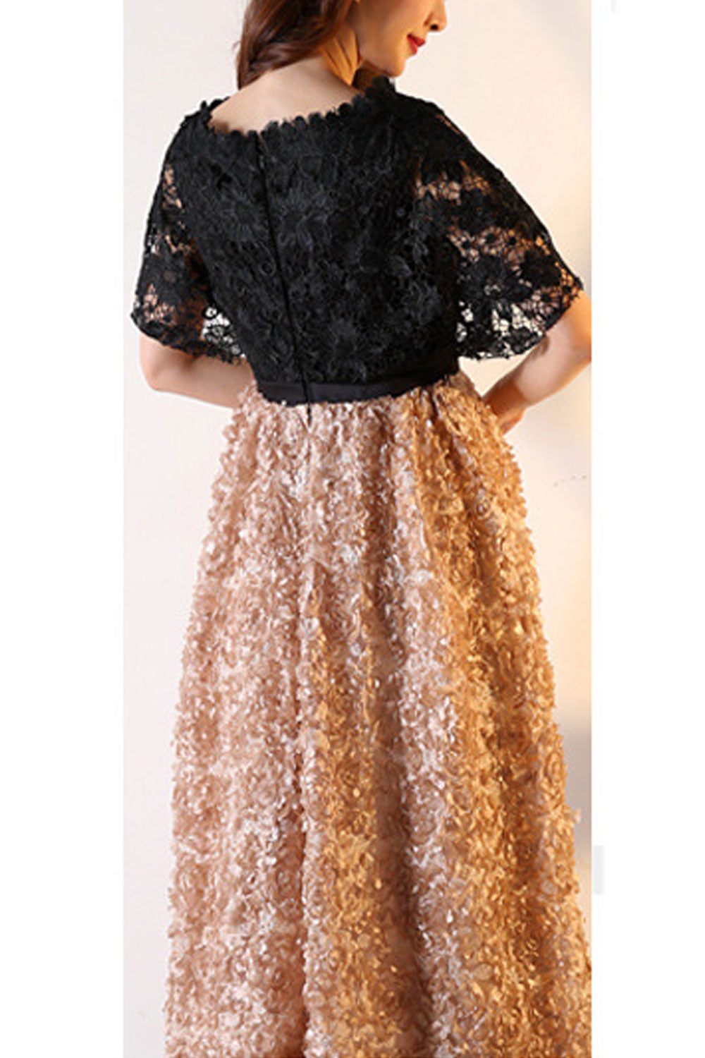 Women Beautiful Long Length Embroidery Pattern Solid Colored Dress