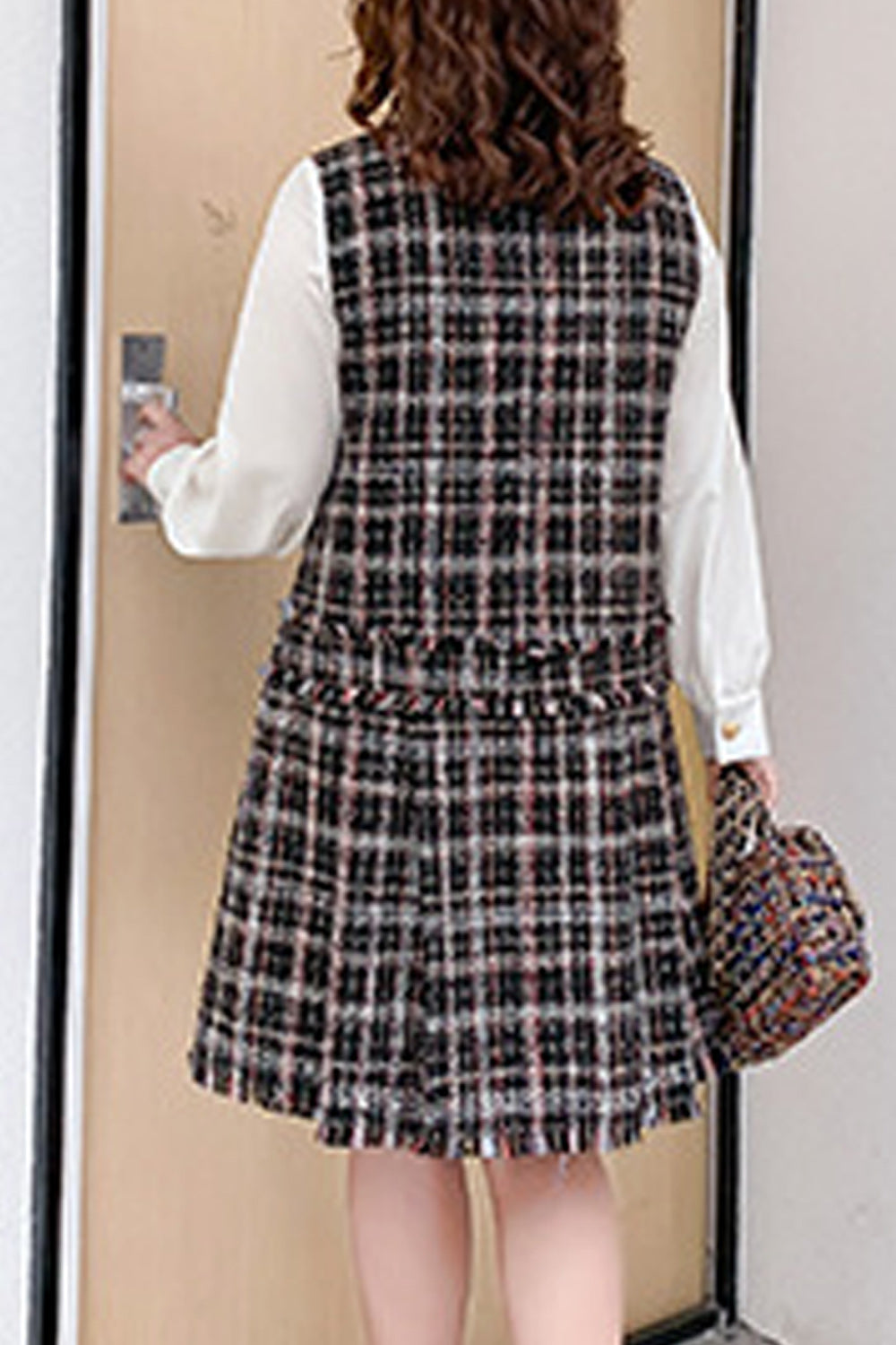 Women Plus Plaid Pattern Fashionable Long Sleeve Comfortable Dress