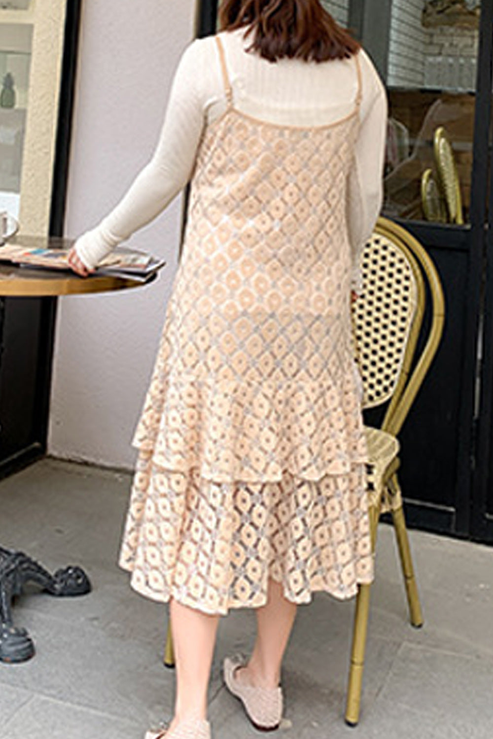Women Plus Strap Neck Lace Embroidered Fashionable Soft Dress
