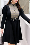 Women Plus Long Sleeve Collar Neck Button Closure Easy Dress