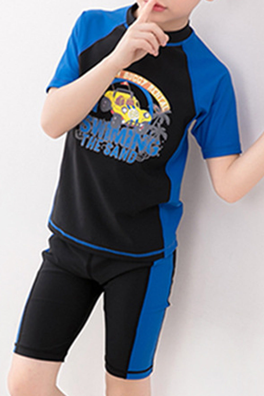 Kids Boys Fascinating Printed Pattern Elasticated Waist Convenient Swimwear Set