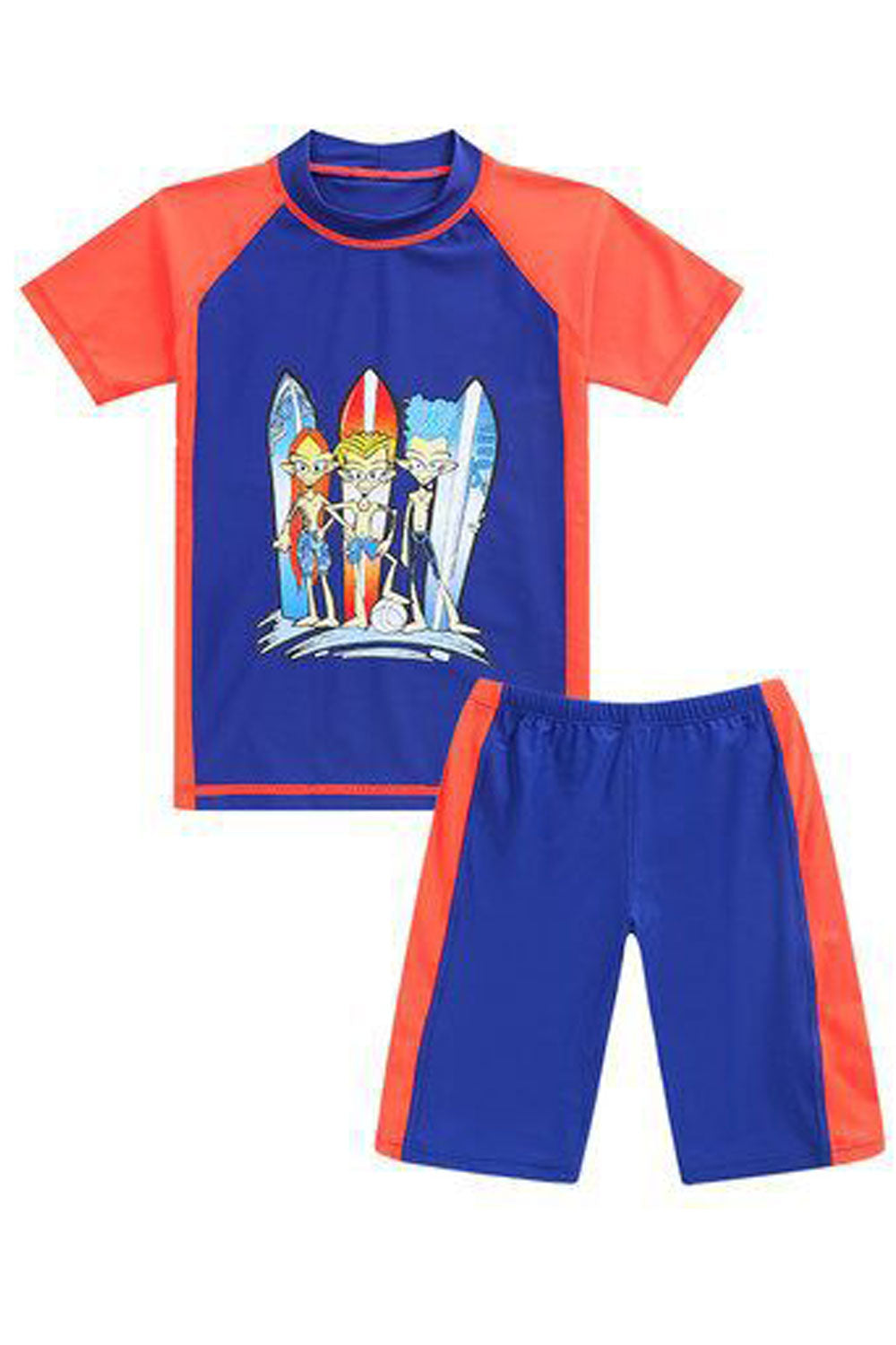 Kids Boys Fascinating Printed Pattern Elasticated Waist Convenient Swimwear Set