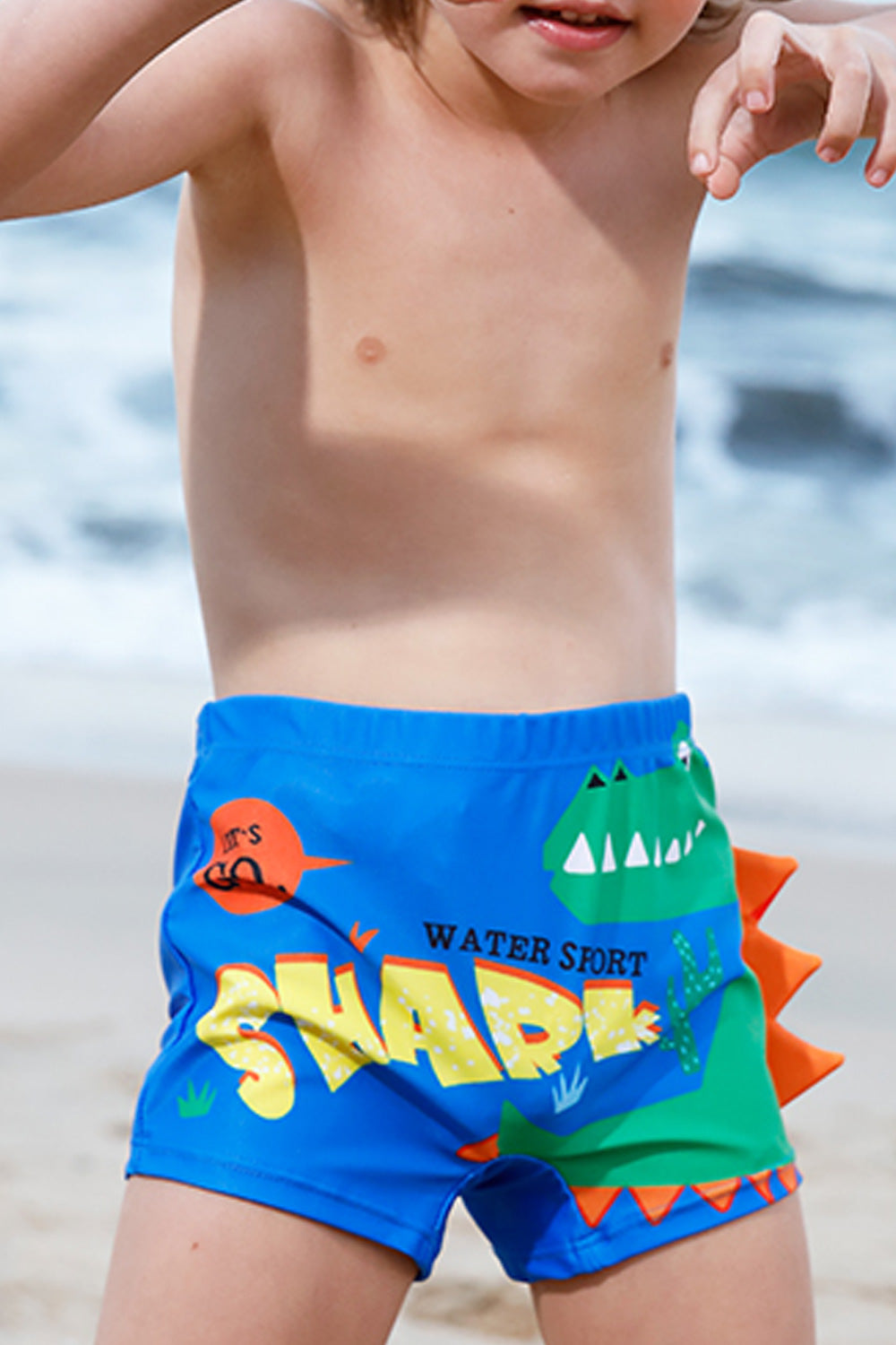 Kids Boys Fabulous Dinosaur Printed Elastic Waistband Slim Fit Cute Swimwear Shorts
