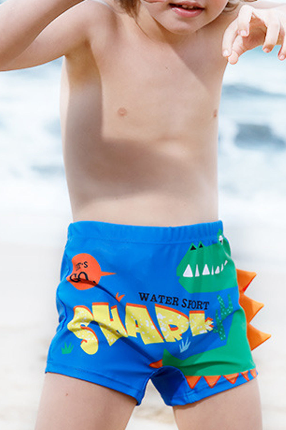Kids Boys Fabulous Dinosaur Printed Elastic Waistband Slim Fit Cute Swimwear Shorts