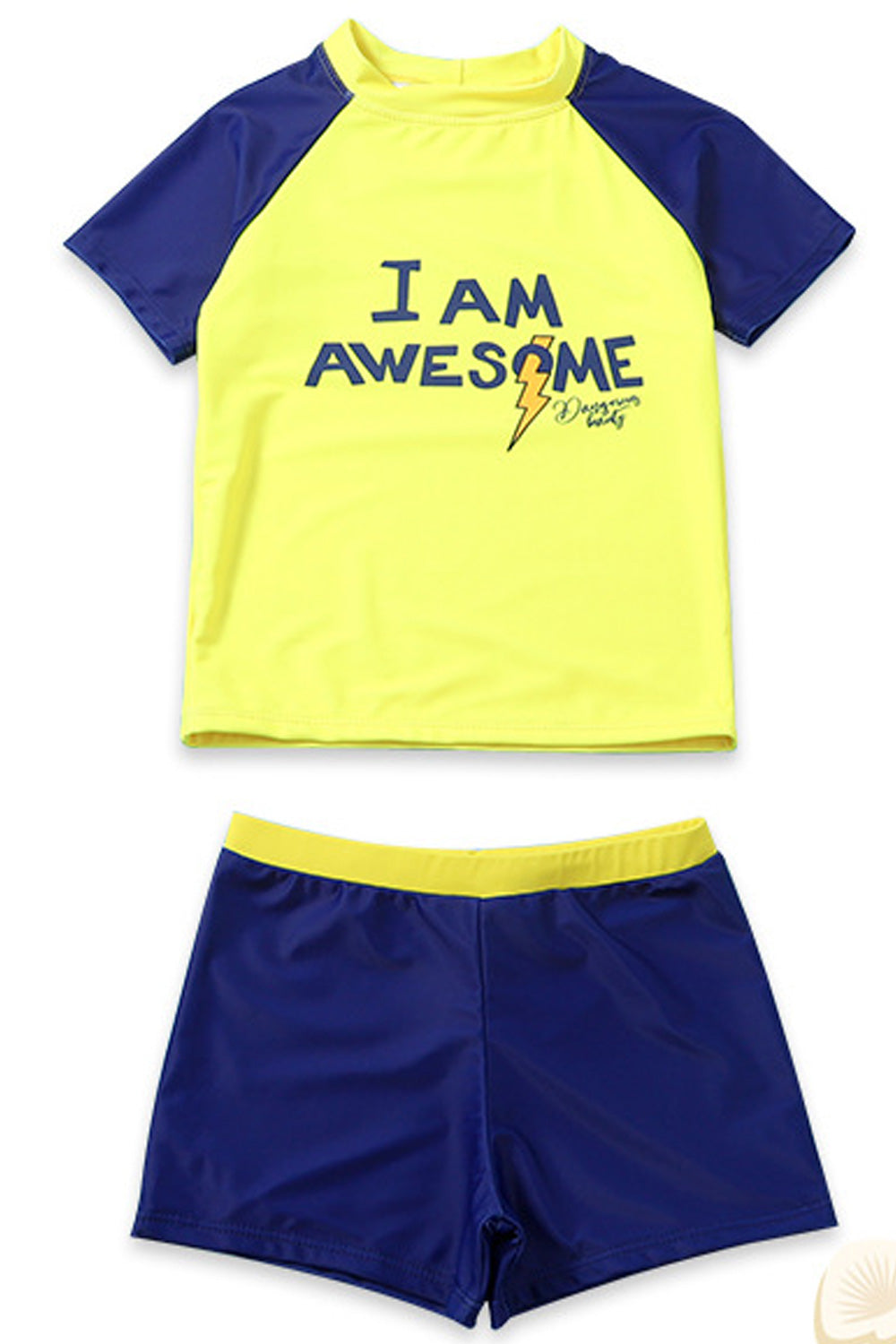 Kids Boys Splendid Letter Printed Soft Solid Bottom Elastic Waist Two Piece Swimwear Set