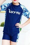 Kids Boys Short Sleeve Stylish Printed Pattern Three Piece Summer Swimwear Set