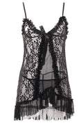 Women Solid Pattern Ruffled Styled Adjustable Strap Neck Comfy Lingerie