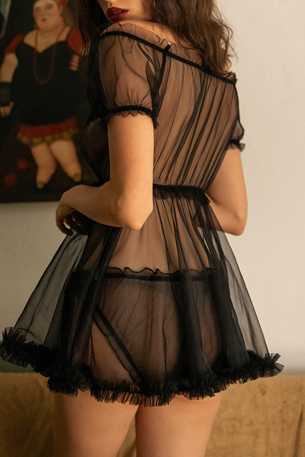 Women Stylish Off-Shoulder See Through Fashionable Lingerie