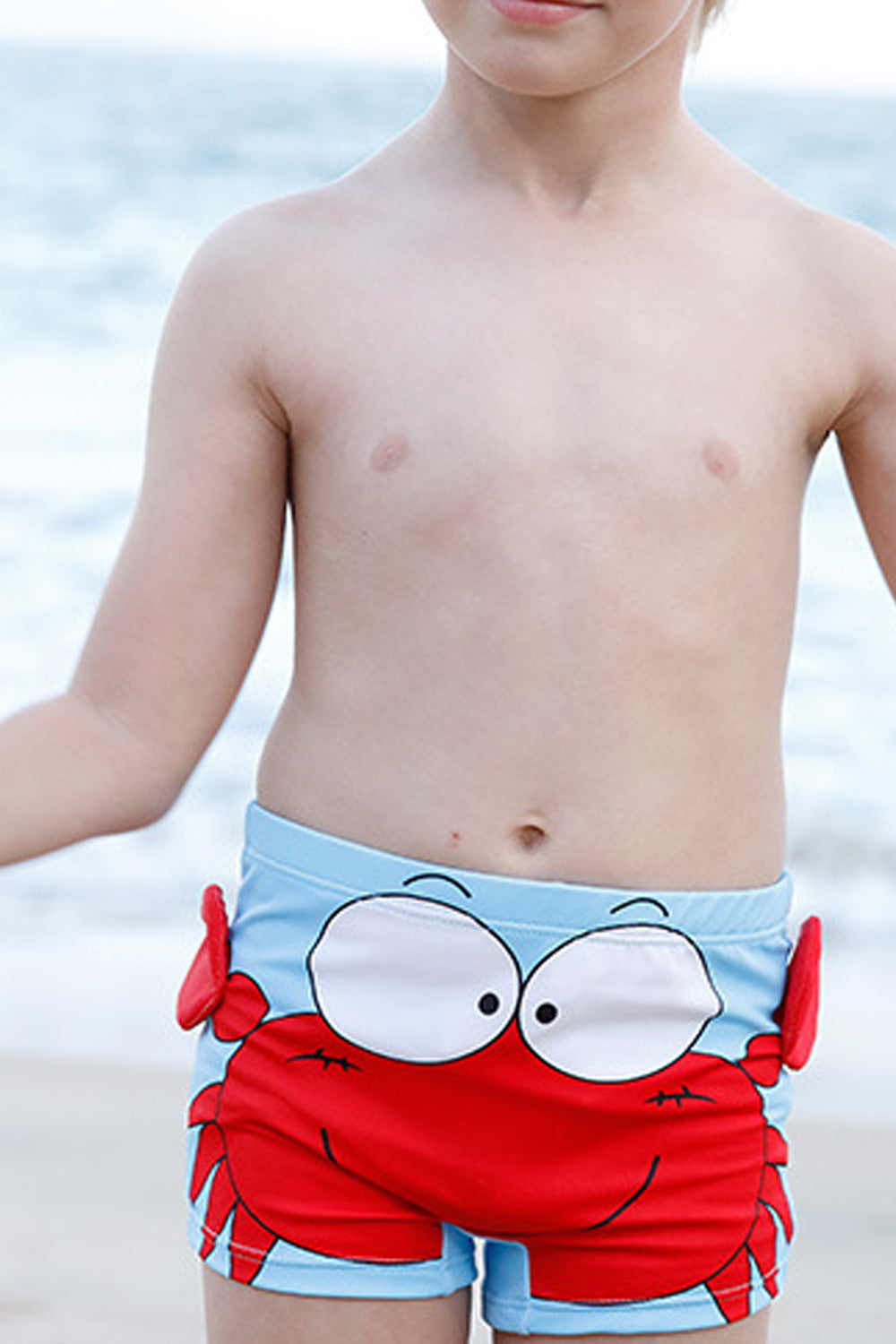 Kids Boys Beautiful Crab Printed Summer Beach Elastic Waist Swimwear Shorts
