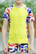 Kids Boys Short Sleeve Stretchable Two Piece Swimwear