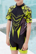 Kids Boys Zipper Neck Short Sleeve Awesome Summer Swimwear