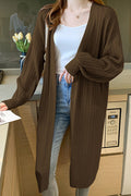 Women Knitted Long Sleeve Elegant Solid Colored Front Open Winter Warm Casual Cardigan