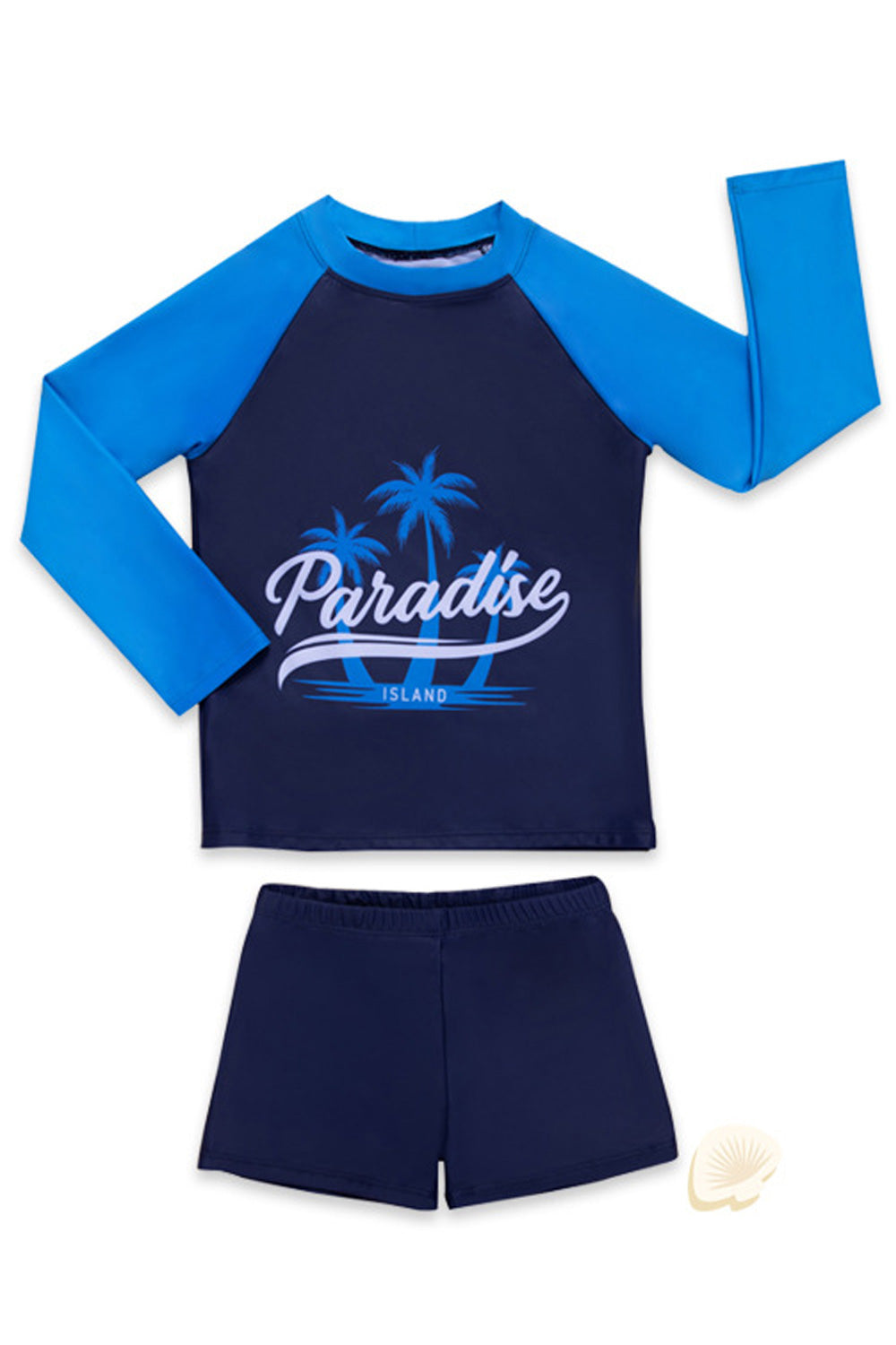 Kids Boys Fascinating Printed Pattern Beach Sunscreen Long Sleeve Swimwear Set