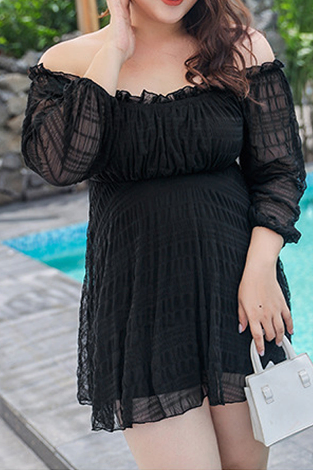 Women Off-Shoulder Half Sleeve Thin Breathable Swimwear