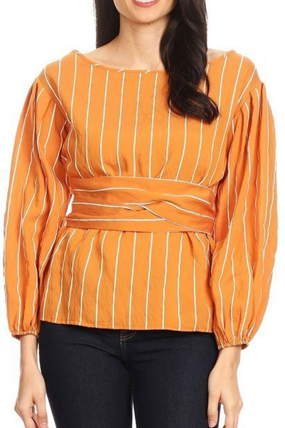 Women Modern Boat Neck Cloth Belt Slim & Stylish Shirt