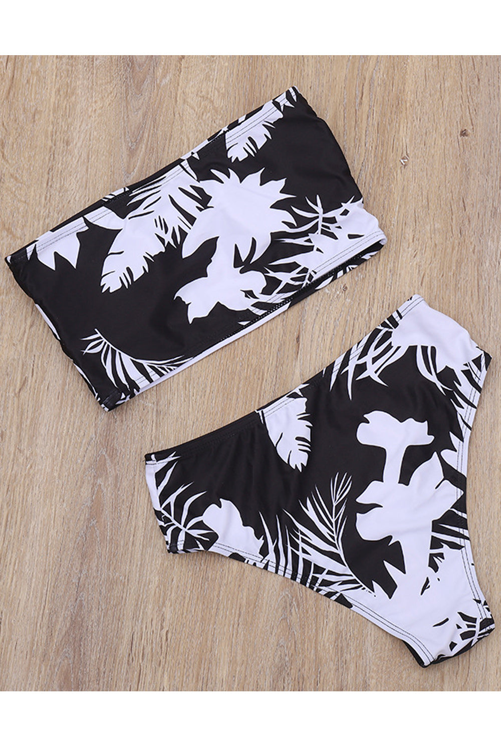 Women High Waist Lovely Leopard Pattern Off-Neck Two-Piece Summer Beach Swimwear
